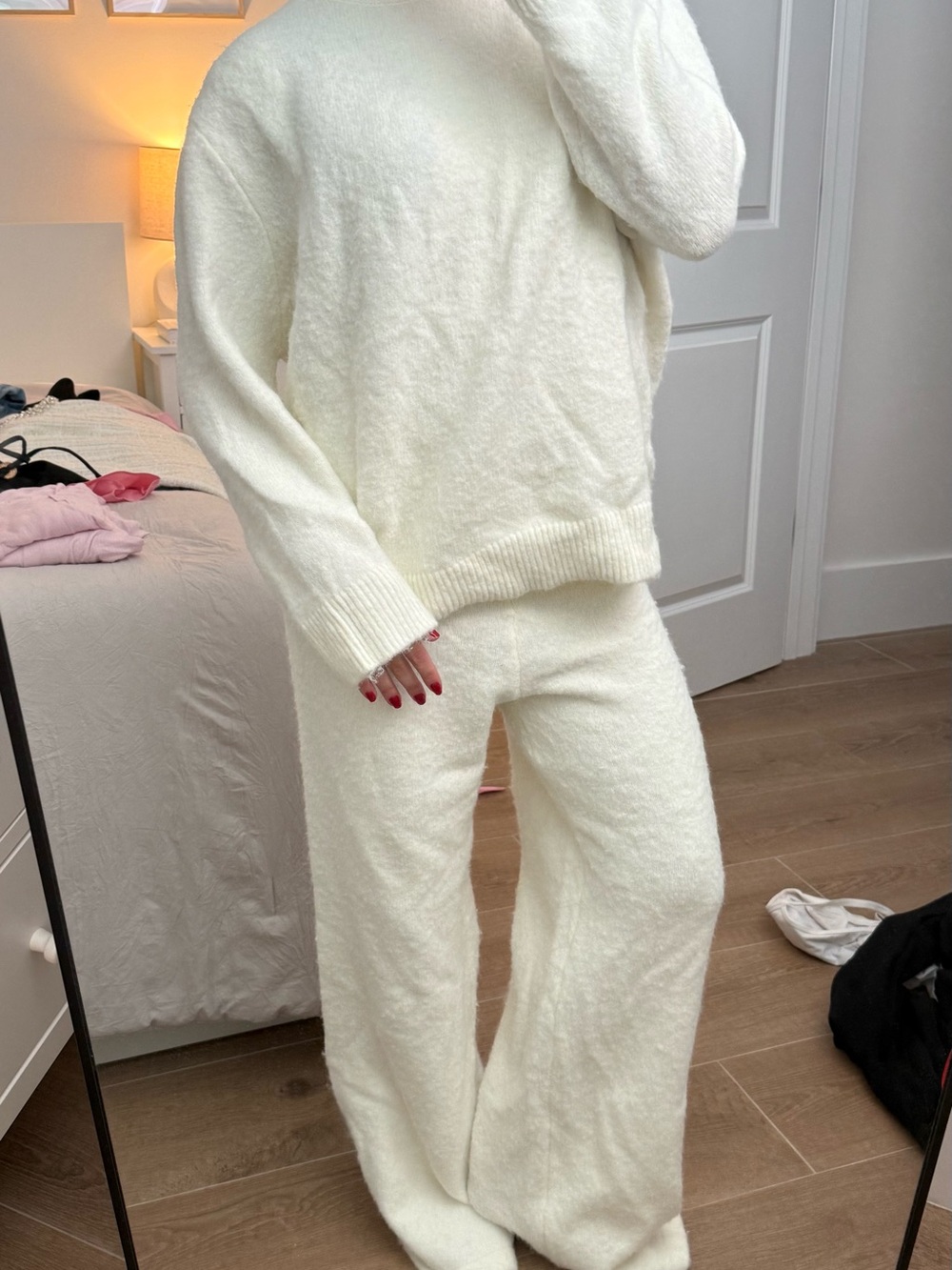 Source Unknown Cream Cozy Knit Lounge Set - Women's Pajama Set